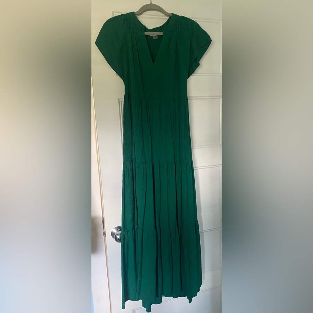 Calvin Klein Deep Green Tiered Maxi Skirt